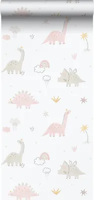 Obrázek produktu pro Sanders & Sanders tapeta dinosauři světle růžová, bílá a šedá 53 cm x 10,05 m