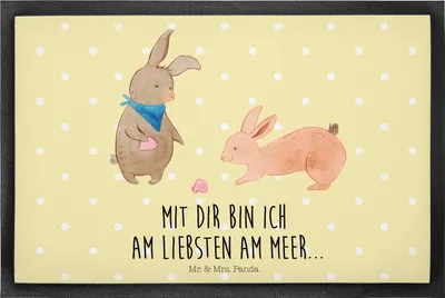 Produktbild von Mr. & Mrs. Panda Schmutzmatte Hasen Muschel 40 x 60 cm - Gelb Pastell - Geschenk, Bodenvorleger, Gummimatte, Meer, Muttertag, Fussmatte, Strand, Muscheln, Fußabtreter