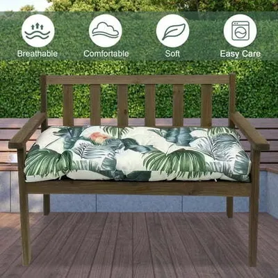 Produktbild von Wasserdichte Sitzkissen für Gartenbänke,130x50cm Polster Auflage Bankkissen Sitzauflage für Terrassenbänke, Gartenmöbel,Veranda,Korbsofa,Beige Floral