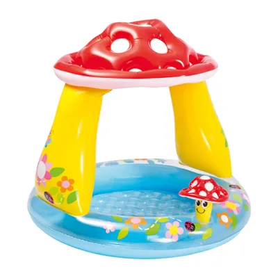 Produktbild von Intex Planschbecken Pilz für Baby's, 102 x 89 cm, Füllmenge: ca. 45 Liter, integriertes Sonnendach, mit integriertem Sonnendach, inkl. Reperaturflicken, Altersempfehlung 1-3 Jahre