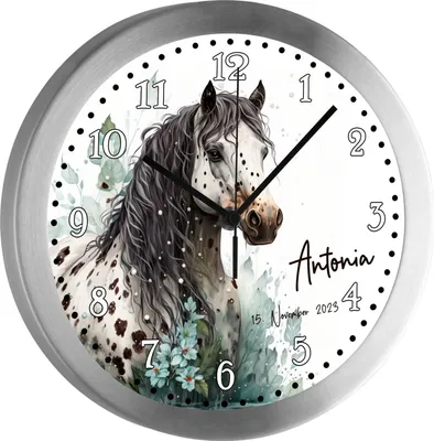 Produktbild von Kinderzimmer Funkwanduhr, Funkuhr Wanduhr Kinder, Pferd Appaloosa 25 cm