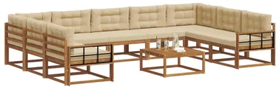 Produktbild von vidaXL Outdoor-Sofagarnitur mit Kissen 10 pcs Natur und Beige