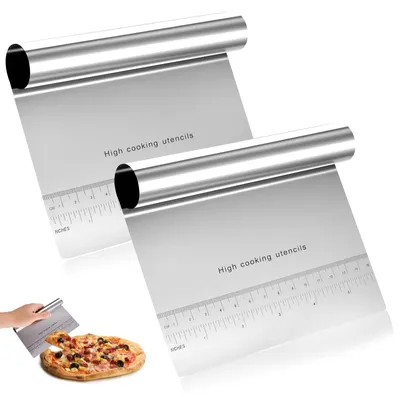 Productafbeelding van Deegschraper - Deegsnijder - Deegkrabber - RVS - 15 x 12 cm - 2 stuks - Voor brood, pizza en gebak