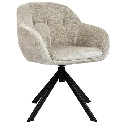 Image de Fauteuil de salon Duhome en chenille, chaise de coiffeuse, chaise de salle à manger avec coque pivotante à 360°, kaki