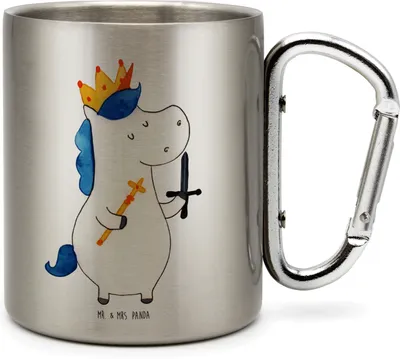 Produktbild von Mr. & Mrs. Panda Thermobecher Einhorn König mit Schwert - Transparent - Geschenk, Mittelalter, Einhörner, Isolierbecher, Unicorn, Trinkbecher Edelstahl, Ritter, Teetasse