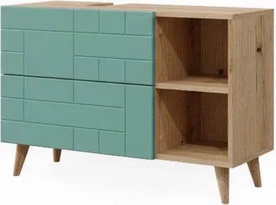 Zdjęcie produktu dla Szafka pod umywalkę Vicco Rudi Miętowa zieleń 90 x 59 cm z 2 szufladami, Model 40520