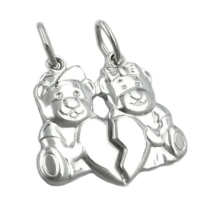 Produktbild von Anhänger 21x19mm Doppelanhänger 2 Bärchen mit Herz Silber 925 silber 21x19mm