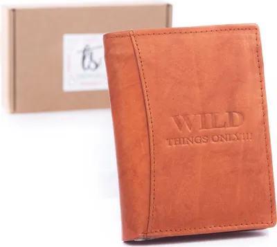 Zdjęcie produktu dla WILD Skórzany Pionowy Portfel Męski Skóra Naturalna Duży Wygodny Koniakowy Brąz