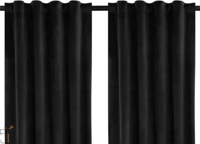 Produktbild von Vorhang-Set Schwarz – 2er Set – Verdunkelnd – Samt – Faltenband – Isolierend – 140x225cm