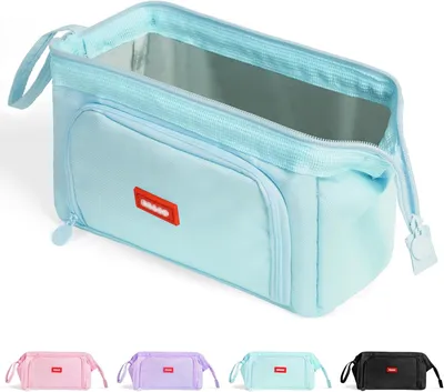 Produktbild von Großes Etui, tragbare Büro-Organizer Tasche, blau, für Stifte und Schrein