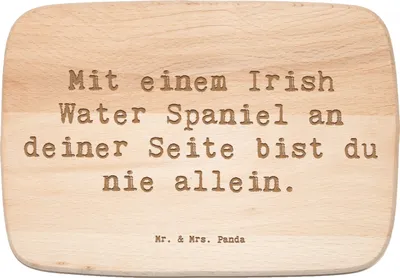 Produktbild von Mr. & Mrs. Panda Frühstücksbrett Spruch Irish Water Spaniel Begleiter - Transparent - Geschenk, Hunderassen Charakter, Vielfalt, Holzbrett, Hunderasse, schneidbrett