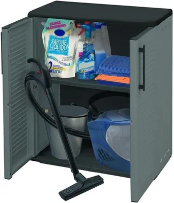 Produktbild von Gartenschrank Wetterfest Outdoor Schrank Kunststoff Mehrzweckschrank Aufbewahrungsschrank Allzweckschrank Balkonschrank Haushaltsschrank Terrassenschrank Garagenschrank
