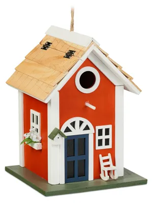 Image de Relaxdays : nichoir décoratif, style cottage, en bois, à suspendre, H x L x P : 25 x 18,5 x 18,5 cm, villa pour oiseaux de jardin, coloré