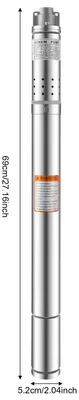 Obrázok produktu pre Ponorné čerpadlo, vysoká výtlačná výška 55 metrov, výkon 370 W, 220 V, strieborná farba, vyrobené v EÚ
