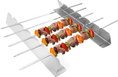 Produktbild von Spießhalter - rostfreier Grill - Shish Kebab - Fleischspieße - Grillgestell - Kebabspieße