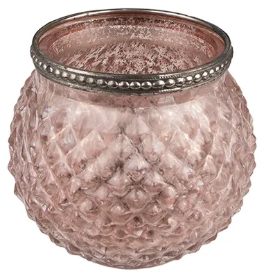 Image de Clayre & Eef Bougeoir Ø 10x9 cm Verre rose