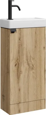 Produktbild von Badplaats Gäste-WC Waschtisch Set Orion 40 x 22 cm Eiche - Badmöbel Set mit Waschbecken und Stehende Unterschrank, mit Soft-Close