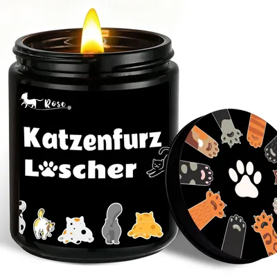 Duftkerze mit Spruch für Katzenbesitzer, Sojawachs, 200 g