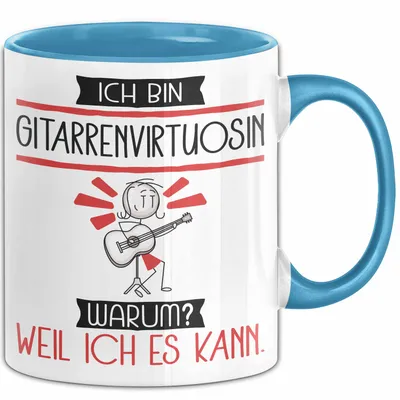 Produktbild von Gitarrenvirtuosin Tasse Geschenk Ich Bin Gitarrenvirtuosin Warum Weil Ich Es Kann Geschenkidee Geburtstag (Blau)