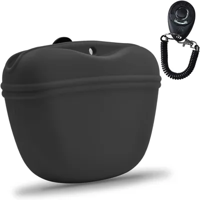 Produktbild von Snackbeutel für Hundetraining – aus Silikon – mit Magnetverschluss und Clip – inklusive Clicker