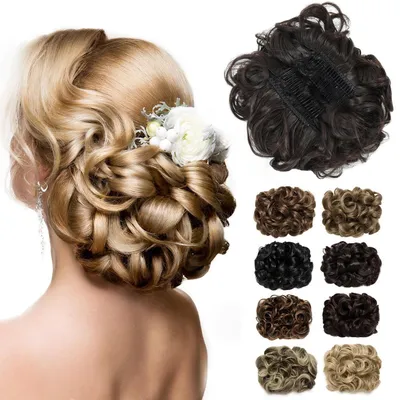 Produktbild von Haarteil Dutt Scrunchie Lockig Mittelbraun Kunsthaar für Damen