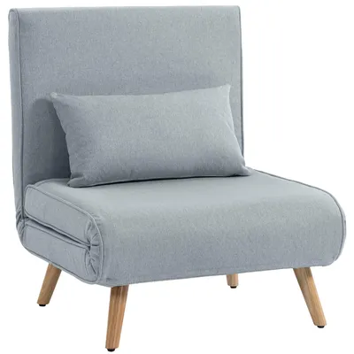 Produktbild von 3-in-1-Sessel/Bett, Einzelsessel/Bett mit 5-fach verstellbarer Rš¹ckenlehne, Stoffbezug mit Kissen, grau