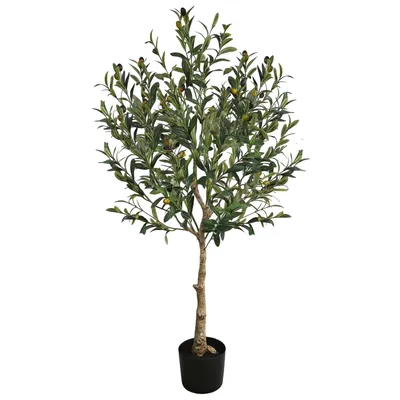Produktbild von Ribelli Künstliche Olivenbaum Pflanzen, Kunststoffpflanzen Dekopflanzen für Zuhause, Wohnzimmer, Schlafzimmer, Büro, Garten 120cm