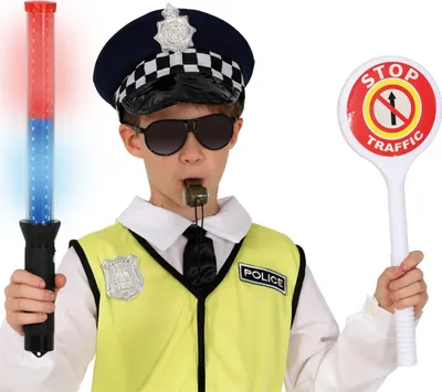 Produktbild von Polizei Karneval Kostümset Polizeiaccessoires Brille Stoppschild Pfeife Uniform Set Erwachsene, Farbe: Mehrfarbig