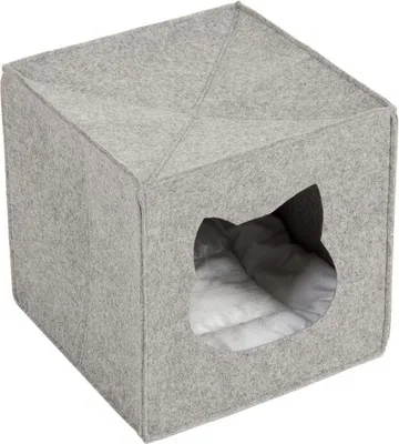 Productafbeelding van Kattonnest voor planken (33 x 33 x 33 cm), gecertificeerd met  - Kattenmand met zacht kussen - Opvouwbaar kattenbed - Hol voor katten - Honden- en kattenmand