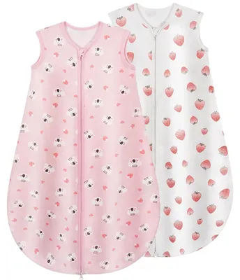 Produktbild von Omgoods – Winterschlafsack für Babys – 100% Baumwolle, Rosa mit Beerenmuster