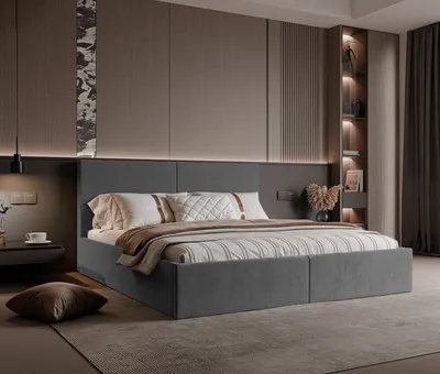 Produktbild von 4ALLHOME Polsterbett Mimi 160x200cm Bett mit Bettkasten, Lattenrost und Metallrahmen Solo 266 Grau