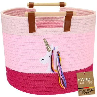Aufbewahrungskorb aus Baumwolle, Einhorn, HMF 39023-EIN, 30 x 24 cm, KI-generiertes Bild