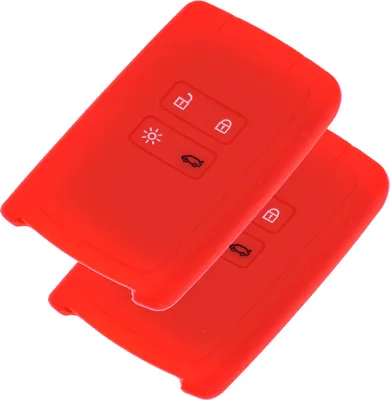 Produktbild von 2x Auto Schlüssel Silikon Schutz Hülle  Rot kompatibel mit Renault Megane Kadjar Clio Captur 4 Tasten KEYLESS SMARTKEY