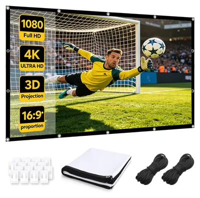 Immagine prodotto di Schermo di proiezione da 100 pollici, formato 16:9, portatile, 4K HD, per home cinema
