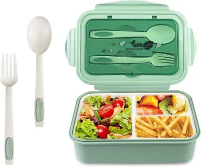 Image de Boîtes à bento pratiques et étanches pour adultes et enfants - 1,4 litre - vert - adaptées au micro-ondes et au lave-vaisselle - sans BPA.