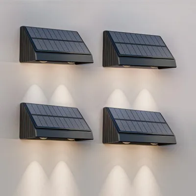 Image de HOFTRONIC - Applique murale solaire 0,7W IP54 3000K Noir 4 pièces