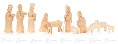 Immagine prodotto di Presepi e accessori: Figure per presepi, intagliate a mano, finitura naturale (11). Dimensioni: 1,5 cm x 7 cm x 1,5 cm. NUOVO