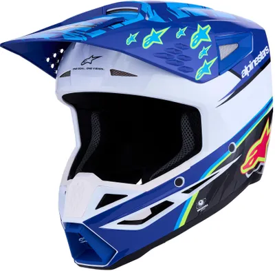 Image de Casque de motocross Alpinestars S-M3 Falcon, bleu/blanc/noir, taille 2XL (63/64)