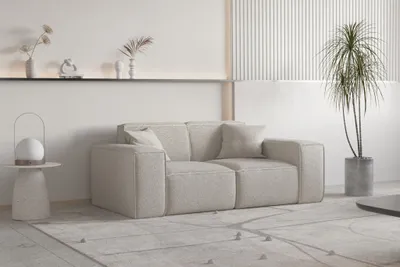 Produktbild von Sofa Designersofa CELES PREMIUM 2-Sitzer in Stoff Ascot Bukla Beige