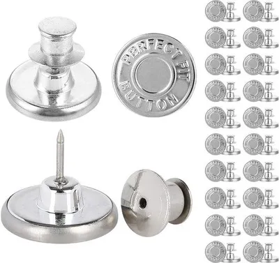 Produktbild von 20 Stück Silberne Druckknöpfe, Zinklegierung, für Jeans