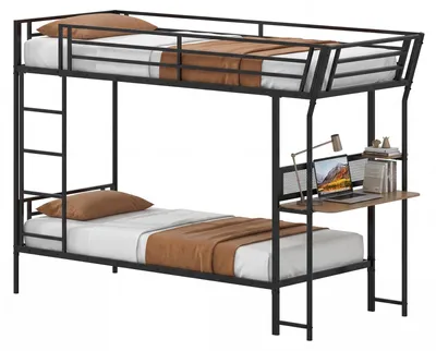 Zdjęcie produktu dla Łóżko piętrowe COSTWAY z biurkiem, łóżko piętrowe 90 x 200 cm z metalu, łóżko dziecięce z listwowym stelażem, zabezpieczeniem przed wypadnięciem i drabinką, łóżko piętrowe, łóżko młodzieżowe