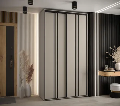 Obrázok produktu pre Šatníková skriňa INDIRA 6 - 140/60 cm, kašmír / čierna