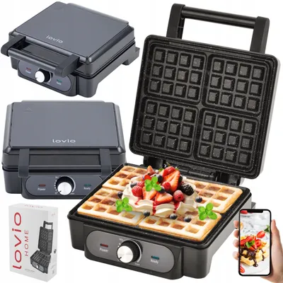 Produktbild von Waffeleisen Kontakttisch 4 Waffeln groß knusprig 2000W LOVIO