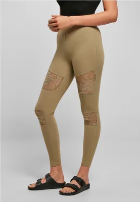 Obrázek produktu pro Dámské leginy Urban Classics Ladies Laces Inset Leggings khaki - 5XL