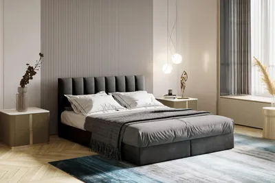 Produktbild von TRADA City Boxspringbett 140 x 200 mit Bettkasten und Topper Dunkelgrau