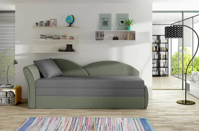 Produktbild von Schlafsofa mit Stauraum 80x180 RESTARA - grau/grün, links