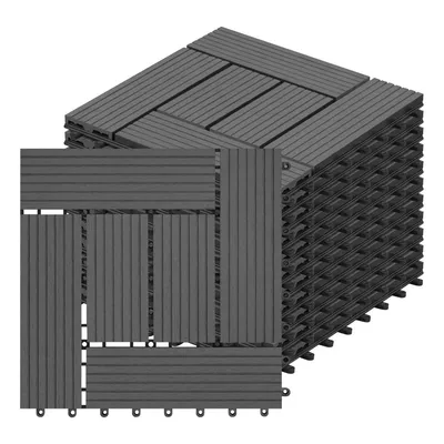 Produktbild von EUGAD 11 Stück WPC Fliesen Terrassenfliesen Zuschneidbar, mit Stecksystem,1m², Grau