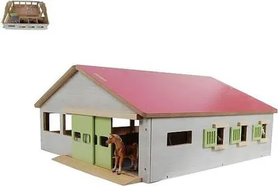 Obrázek produktu pro Kids Globe Horse - Stáj pro koně - dřevěná - 1:32