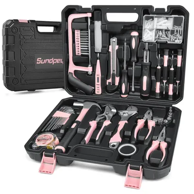 Image de Mallette à outils, remplie, 148 pièces, boîte à outils pour la maison