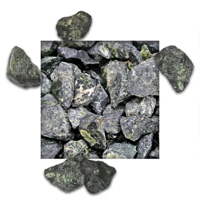 Produktbild von 25 kg Basaltsplitt Amazon-Grün Gartensplitt Ziersplitt Deko Marmor Dekoration Splitt Körnung 32/56 mm